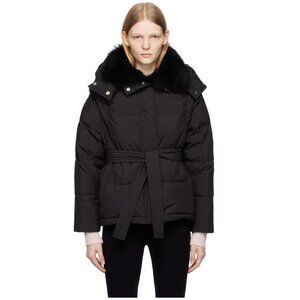 Yves Salomon Black Belted Down Jacket